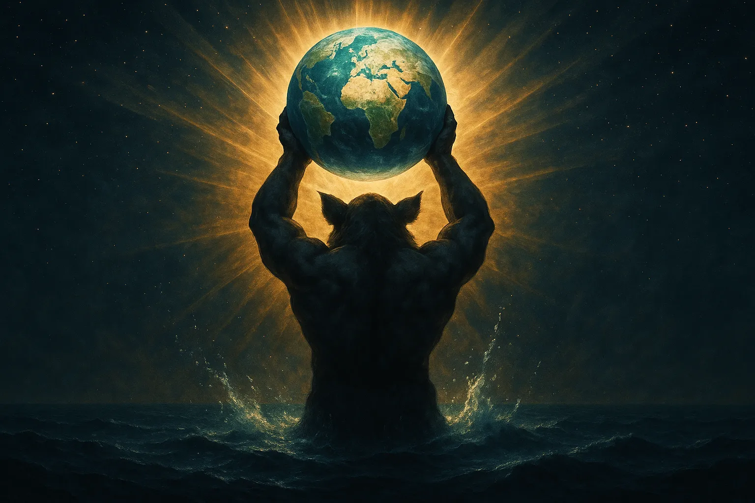 Господь Вараха поднимает Землю из космического океана