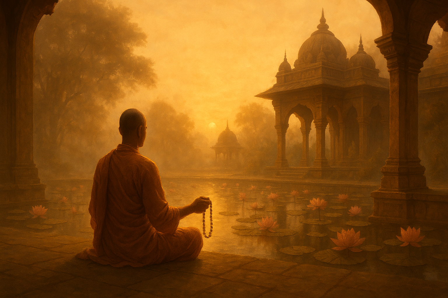 Медитация на рассвете — правильная поза для джапы