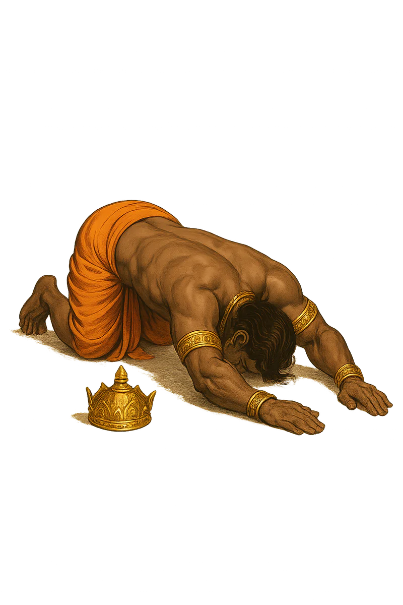 Бали Махарадж в полном поклоне предлагает голову для третьего шага